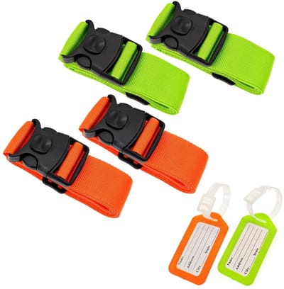 Dailygoods- Bagageriemen Verbeterde Versie - Verstelbare Kofferriemen - Dubbel Vergrendelingsmechanisme - Lange Bagageriem - Bagagelabels - Veiligere Gesp - Kofferriem
