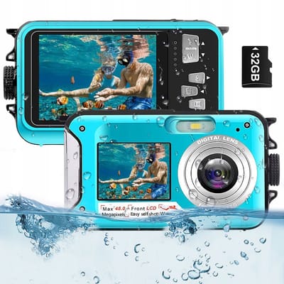 Digitale camera - Onder Watercamera - Dubbele Scherm - 2.7K Video & 48MP - 3.5m Waterdicht & Autofocus - Met 32GB Kaart - Voor Snorkelen & Reizen