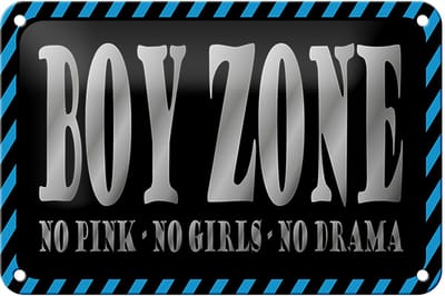 Blechschild Spruch 18x12cm Boy Zone no pink girls no drama Dekoration