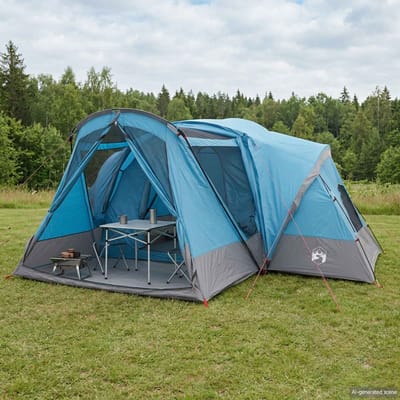 vidaXL - Kamer - Tent - met - Waterdichte - Regenfly - 10-persoons - Blauw