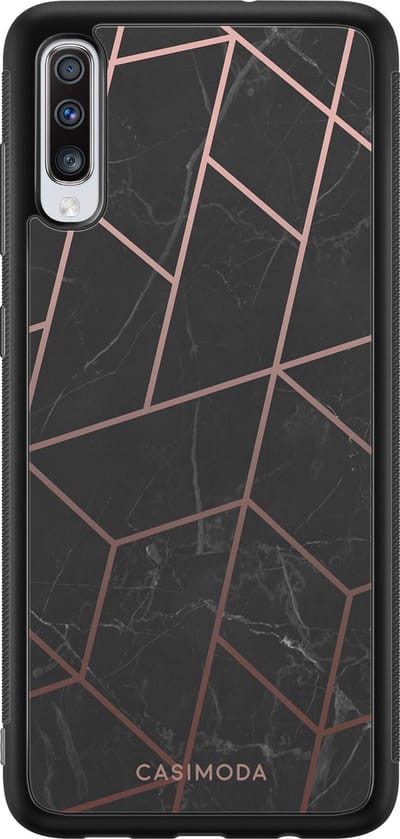 Casimoda® hoesje - Geschikt voor Samsung Galaxy A70 - Marble / Marmer patroon - Zwart TPU Backcover - Marmer - Grijs