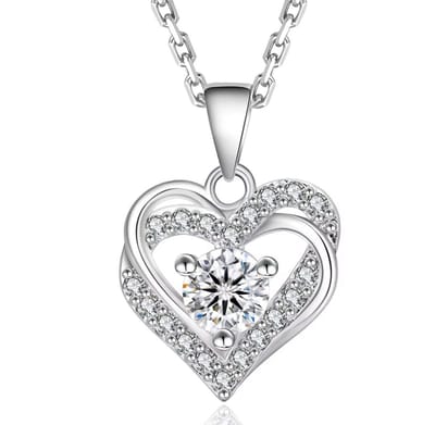Selevie wit goud ketting hartjes met Moissanite 1ct VVS D bezet - Heart necklace - ketting harten bezet met moissanite