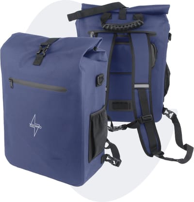 Voltano Luxe E-bike Fietstas / Rugtas - Marine Blauw - 28L - 100% Waterdicht - Met Schouderband - Met Groot Laptop Vak