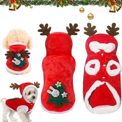 Kerstkleding voor Huisdieren, Hondenkostuum voor Kerst, Warme Hoodies en Jassen voor Katten en Honden, Geschikt voor Snauzers, Teddy's, Poedels en Chihuahuas (L)