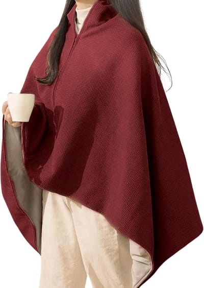 Verwarmde deken - Wikkeldoek - Reizen en buiten - Snelverwarmingssysteem - 150 x 80 cm - Bordeaux