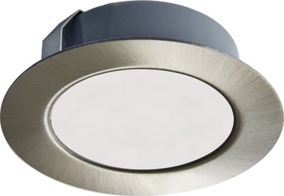 Trango Set van 1 - 12 Volt AC/DC LED meubelinbouwspot G4E-012 inbouwlamp, plafondlamp in mat nikkel, meubellamp, inbouwlamp (vervangende lamp met MR16, G4, GU5.3 fitting), afzuigkaplamp, kastverlichting, enz.