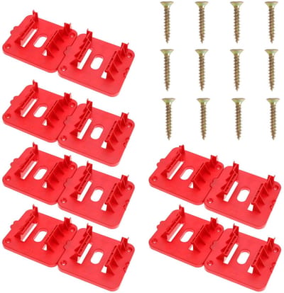 Dailygoody - Lithium Batterij Houder - Batterij Base - Rood - 6 Stuks - Geschikt voor Milwaukee M18 18V Batterijserie - Veilig en Praktisch