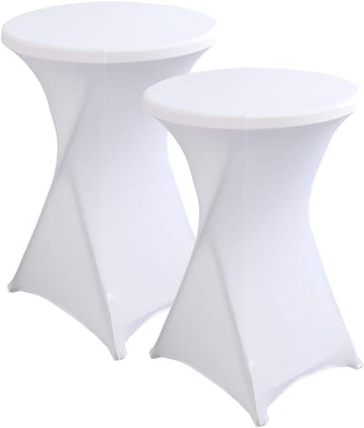 Statafelhoezen Set - Elastische Bartafelkleden - Feestelijke Decoratie - Versterkte Voetzakken - Ø 80-85 cm - Wit