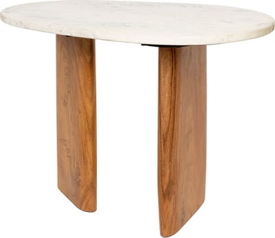 Housecraft Living Tanda Bijzettafel Marmer/ Hout 56x37 cm Beige