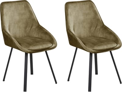 TERLTON - Eetkamerstoel set van 2 - Groen - Fluweel