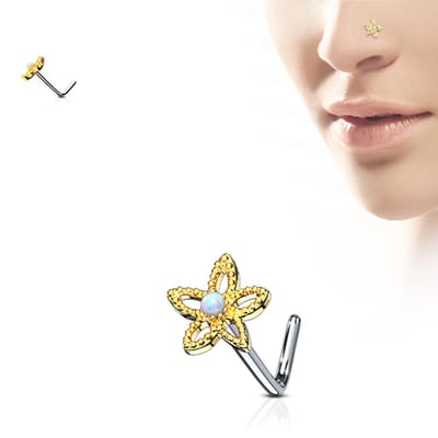 Neuspiercing L-Bend Flower Contour 0.8x6x6 - goud - LMPiercings
