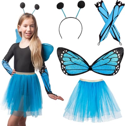 Boland - Set Vlinder Blauw - Kinderen - Vrouwen - Vlinder - Fee - Elfje - Fantasy - Sprookje