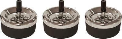 Bookwill Draaiasbak - 3x stuks - zwart met chroom - 13 cm - metaal - rond - drukasbak - Terrasasbak - Stormasbak