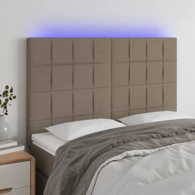 vidaXL - Hoofdbord - LED - 144x5x118/128 - cm - stof - taupe