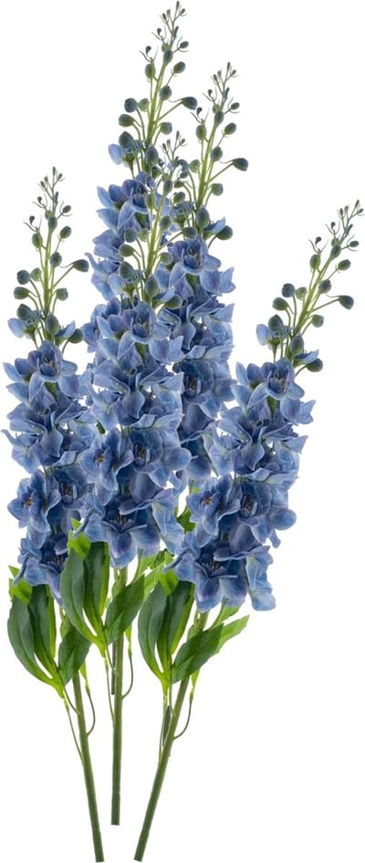 Bellatio Design Kunstbloem bloesemtak ridderspoor - 5x - 87 cm - blauw - kunst zijdebloemen