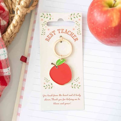 Something Different - Best Teacher Apple Sleutelhanger - rood en goud - appel leraar kado