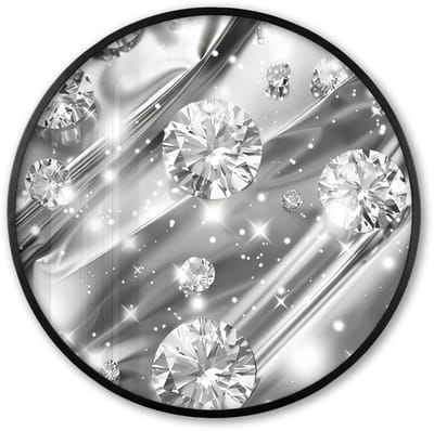 Poster in lijst Rond - Fotolijst 60x60 cm - Posters - Abstract - Diamant - Luxe - Modern - Zilver - Ronde posterlijst zwart - Decoratie - Wanddecoratie woonkamer - Muurdecoratie slaapkamer