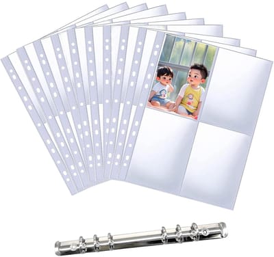 Dailygoods- Kaartenhouder 40 Stuks - Dubbelzijdige A5 Hoezen - Geschikt voor 320 Kaarten - Inclusief Metalen Klem - Duurzaam Polypropyleen - Makkelijk Schoon Te Maken - Fotomap
