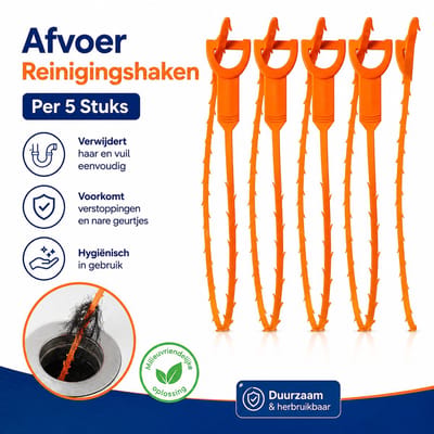 Gootsteenontstopper 5 stuks - Ontstoppingsveer - Ontstoppen - Flexibel - Badkamer - Haar - Verstopping - Wringer