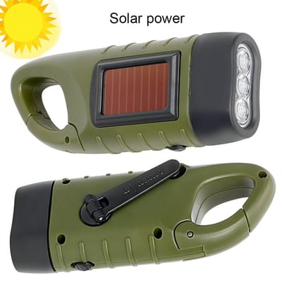 Solar Zaklamp opwindbaar - met solarpaneel - LED knijpkat - noodpakket