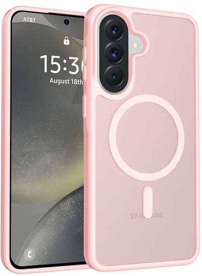Hoesje Geschikt voor Samsung Galaxy A57 - Compatibel met MagSafe / Qi2 - Matte Beschermhoes - Back Cover met Magneet - Roze