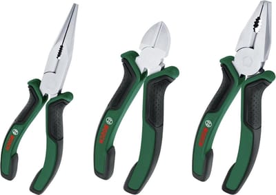 Bosch tangenset 3-delig voor veeleisende taken - hoogwaardige nauwkeurige combinatietang diagonale zijkniptang punttang - matte chroom nikkel coating