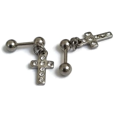Aramat Jewels | Piercings | Helixpiercing Zirkonia Kruisje | | | |8mm | Staal | Volwassenen | Verkleurd niet