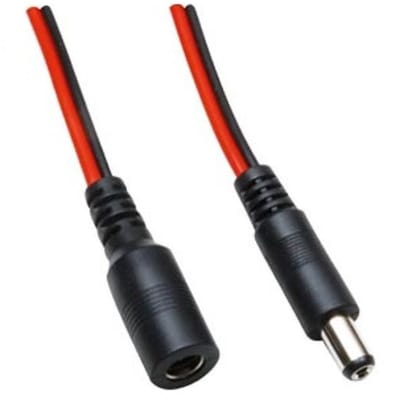 DC plug (m) - DC plug (v) verlengkabel - 5,5mm x 2,5mm - max. 12V/10A / rood/zwart - 3 meter