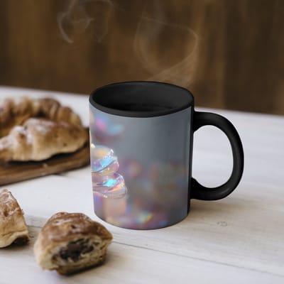 Magische Mok - Foto op Warmte Mokken - Koffiemok - Bloem - Transparant - Pastelkleuren - Druppels - Magic Mok - Beker - 350 ML - Theemok