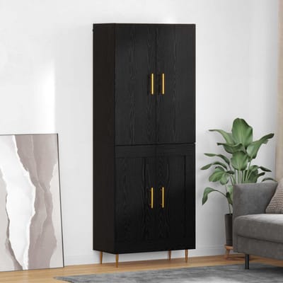 vidaXL - Highboard - Zwart - Eiken - 69,5 - x - 34 - x - 180 - cm - Bewerkt - hout