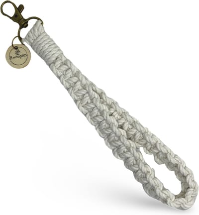 Polskoord Sleutelhanger - Gebroken Wit - Katoenkoord - Handgemaakt in ons Macramé Atelier - Prijs per Stuk - Inclusief Verzendkosten