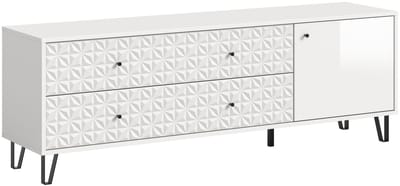Modern Lowboard in Wit - Ruime Opbergkast met Laden en Deur - 164x56x40cm