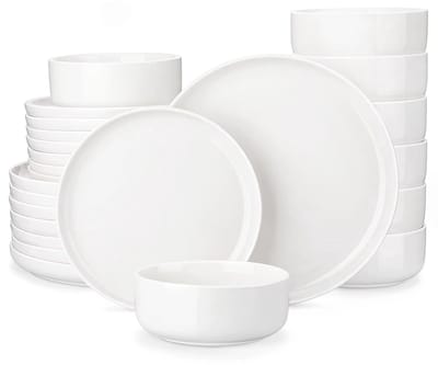 Mura Bordenset 8 Persoons - Bord - Borden - Serviesset - Servies - Dinerborden - Serviesgoed - Porselein - 24 Delig - Wit