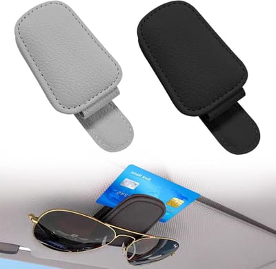 Lederen Zonnebrilhouder voor Auto - 2 Stuks - Magnetische Brilclip voor Zonnevisier - Perfect voor Zonnebrillen en Eyewear Accessoires (Zwart)