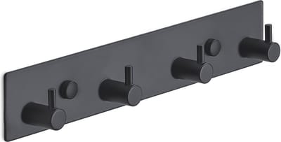 Brute Strength - RVS Kapstok - 4 haken - 25 cm - Mat Zwart - Wandkapstok - Kapstok hangend industrieel - Handdoekrek