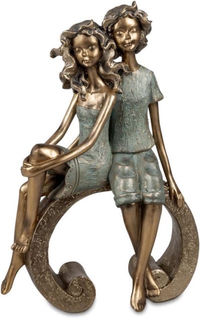 Beeld - Liefde - 33x22x10cm - Polyresin - Kinderen - Goud - Bronz - Kunst