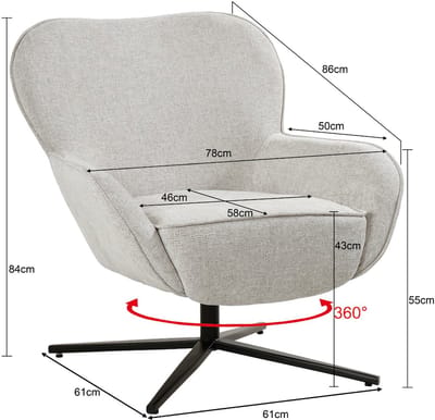 Livingfurn Fauteuil Sven - Toffee Beige Stof - Draaibaar