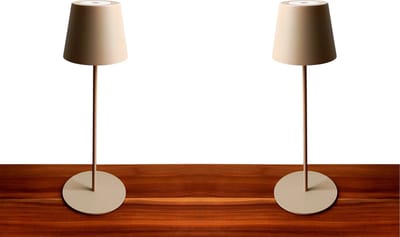 Trango Set van 2 LED Tafellamp in Beige 2017-03C Draadloos & Traploos Dimbaar - 3 Watt 2700K Warm Wit - IP44 Waterdichte Tafellamp Oplaadbaar voor Slaapkamer Tuin Restaurant Bar Camping