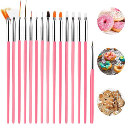 Complete Set van 15 Decoratiekwasten voor Taarten, Veilig voor Voedsel, Ideaal voor Fondant en Koekjes Decoratie