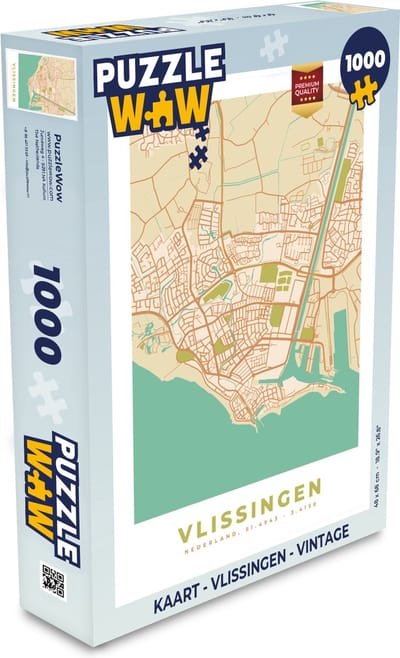 Puzzel Kaart - Vlissingen - Vintage - Legpuzzel - Puzzel 1000 stukjes volwassenen