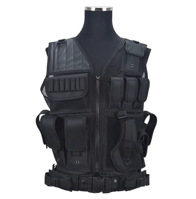 BukkitBow - Tactical Vest - Comfortabel Beschermvest voor Airsoft en Paintball - Duurzame Outdoor Legeruitrusting met Opbergvakken - Zwart