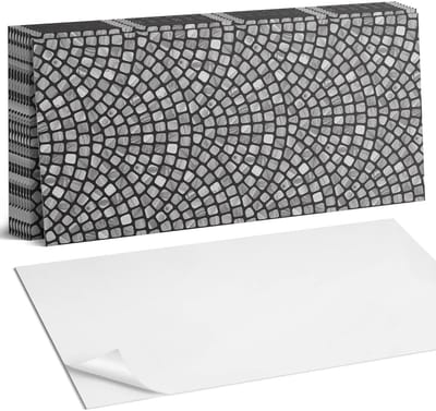 Coloray Plaktegels - Mozaïekpatroonontwerp Zelfklevende Wandtegels - 40 cm x 20 cm - Zwart en wit Plaktegels - 10 stuks - Rechthoek PVC Tegels - Plaktegels Badkamer - Vloertegels Zelfklevend - Vinyltegels Vloer Zelfklevend - Portugese Tegels