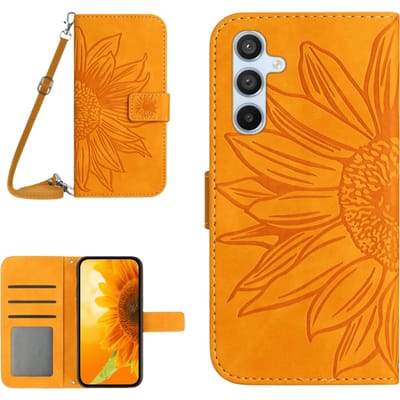 Mocaa Samsung Galaxy A56 Sunflower Bookcase met Koord Geel
