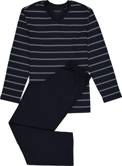 Schiesser Heren Pyjama - Donkerblauw - V Hals - Maat XXL