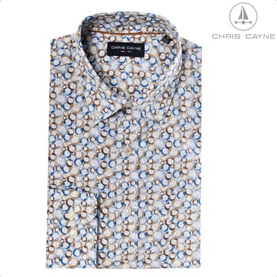 Blouse 1235 camel/blue print LM Chris Cayne - maat 3XL