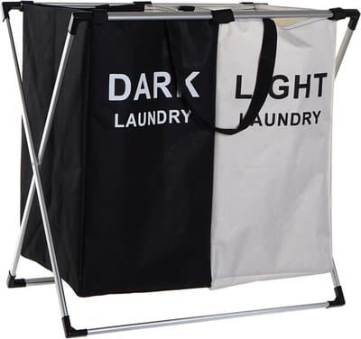 Items Wasmand Profi- 2x opvang waszak - 60 liter compartimenten - 61 x 37 x 63 cm - aluminium frame
