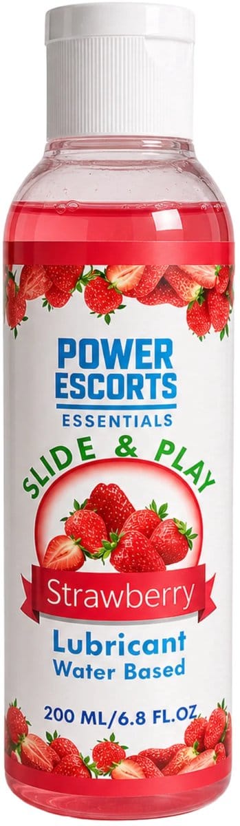 Glijmiddel op Waterbasis 200 ml – Aarbei Smaak – Power Escorts Slide & Play – Geschikt voor Condooms