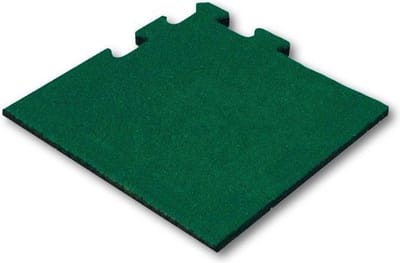 Rubber tegel 25 mm 50x50 cm Groen - Puzzelsysteem Hoekstuk