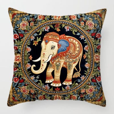VIKAMA Boheemse Stijl Kussensloop Woonkamer Bank Olifant Bedrukt Kussensloop Kussenhoes Huisdecoratie 50x50cm