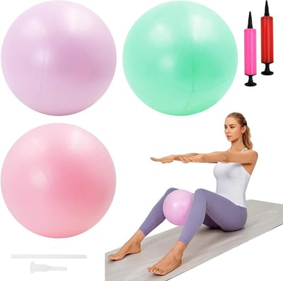 Set van 3 Pilates Ballen van 25 cm, Antiburst Gymnastiekballen voor Yoga, Fitness en Bekkenbodemtraining, Zacht en Antislip voor Thuis en Kantoor